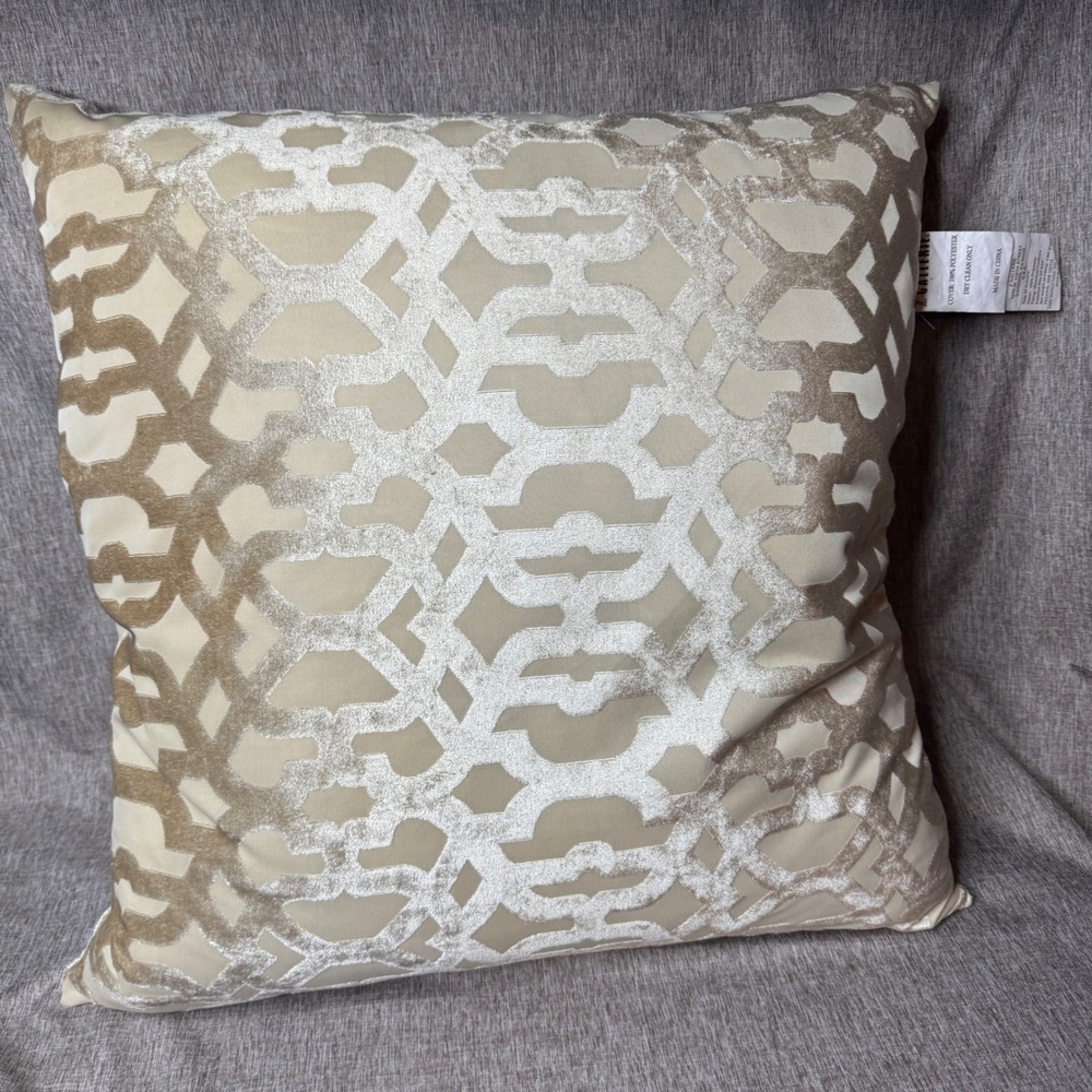 Z Gallerie Monaco Soft Gold Geometric Velvet Down Filled Throw Pillow 24x24